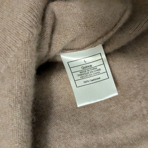 Quince Mongolian Cashmere V-Neck Sweater-Oatmeal/Size L - Picture 5 of 5